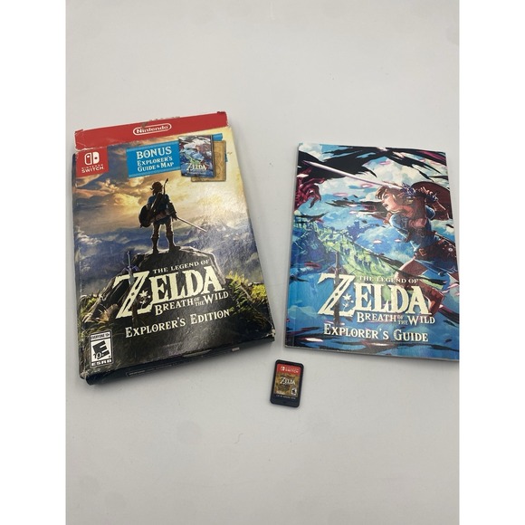 Legend Of Zelda Breath Of The Wild Switch Game Explorers Guide & Sleeve No Map